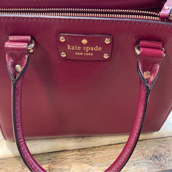 Kate Spade Leather Burgundy Plain Handbag - Picture 3 of 7